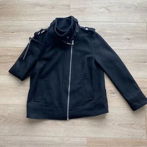 Forever 21 Black Motorcycle Wool Jacket Size L